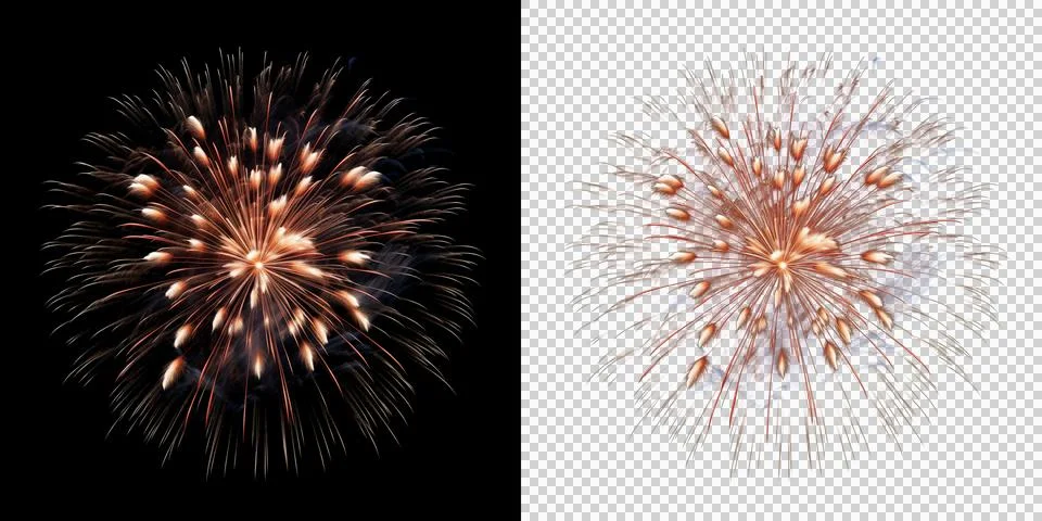 Bright orange firework explosion isolated on white and dark backgrounds tra.. Stock-Illustration