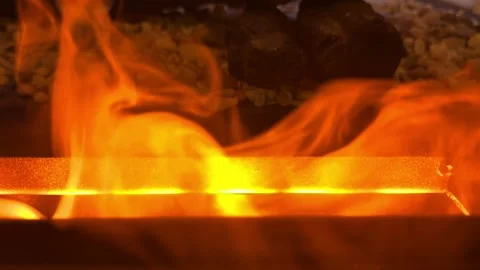 Bright orange flame and spark close up. Stock Footage 327837574