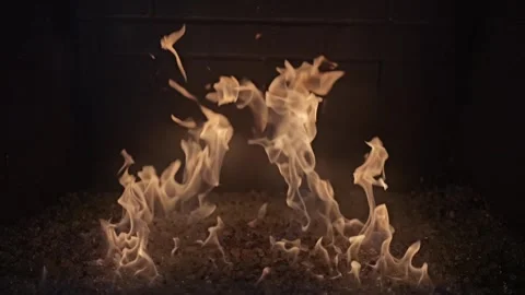 Bright orange flames dancing Stock Footage 346298894
