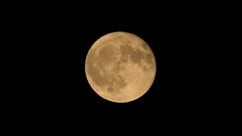 Bright Orange Full Moon Clear Sky Close Up, 4k Stock-Footage 100989995