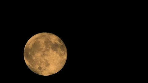 Bright Orange Full Moon Close Up, 4K Stock Footage 100992390