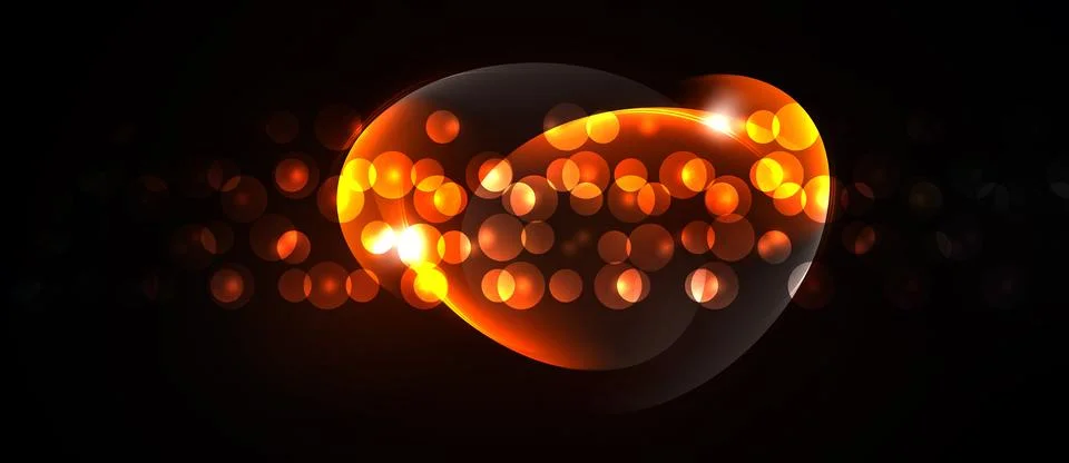 Bright orange glow inside dark shape. Numerous small lights create vibrant Stock Illustration