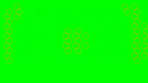 A bright orange glowing hexagonal pattern isolated on a vibrant green backg.. Stock Footage 340904174