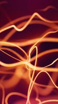 Bright orange glowing light scribbles crossing a dark red background, creat.. Illustrazione stock