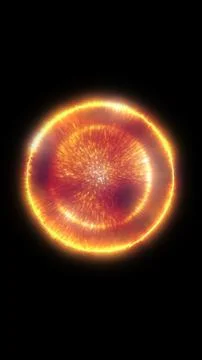 Bright orange glowing sphere resembling a fiery sun, plasma orb, or cosmic .. Stock Illustration