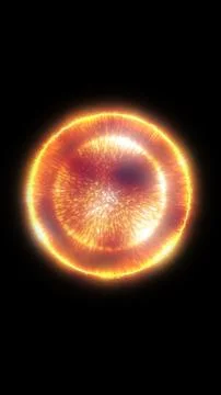 Bright orange glowing sphere resembling a fiery sun, plasma orb, or cosmic .. Stock Illustration