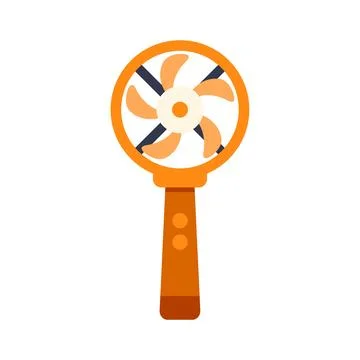 Bright orange handheld mini electric cooling fan イラスト素材