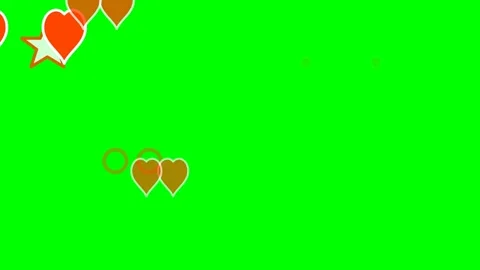 Bright orange hearts and a star shape floating on a vivid green background Stock Footage 341820959