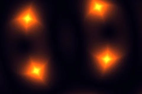 Bright orange light flash of four spotlights in dark Stock Illustration