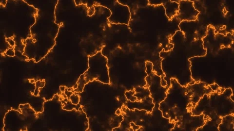 Bright orange lightning shapes over dark background Stock Footage 338131712