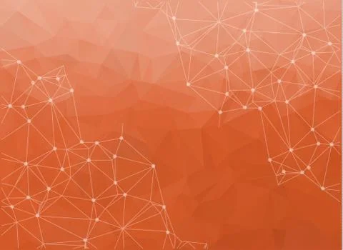 Bright orange low poly communication background. Vector tech design Stock Illustration