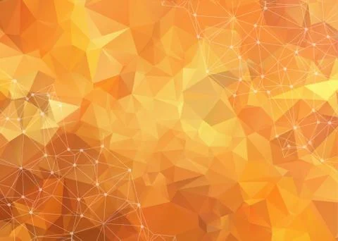 Bright orange low poly communication background. Vector tech design Stock Illustration