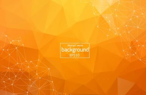 Bright orange low poly communication background. Vector tech design Stock Illustration
