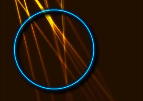 Bright orange neon rays and blue circle abstract futuristic background Stock Illustration