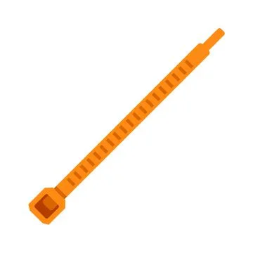 Bright orange plastic cable tie for secure fastening Stock Illustration