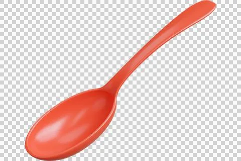 Bright orange plastic spoon isolated on white background Stock Illustration