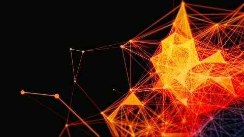 Bright orange plexus design for presentation title. Video stock 297584373