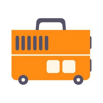 Bright orange portable toolbox with handle and wheels Illustration