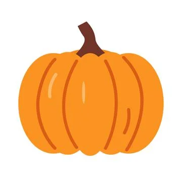 Bright Orange Pumpkin Sitting on a White Background in Autumn Season for De.. Stockillustratie
