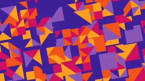 Bright orange, red, pink, and purple geometric shapes scattered across a deep Illustrazione stock