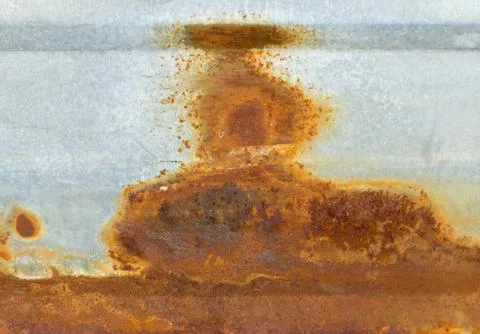 Bright orange rust on galvanized sheet metal Stock Photos