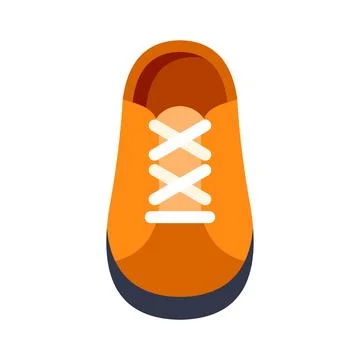 Bright orange sneaker with white laces top view illustration Stock Illustration