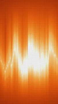 Bright orange soundwave visualizer made of vertical bars and pixel-style grid イラスト素材