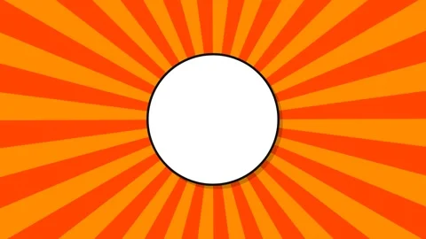 A bright orange sunburst pattern featuring a centered white circular frame Video stock 335118044