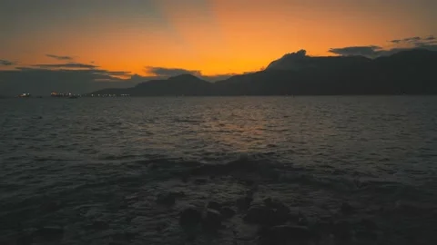 Bright Orange Sunset at the ocean Stock Footage 150511796