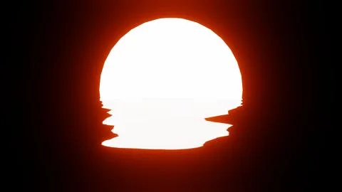 Bright Orange Sunset reflection in water or the ocean on black background. Stock Illustration