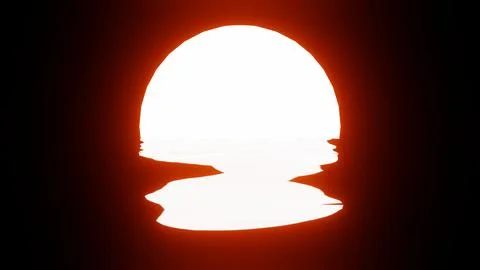 Bright Orange Sunset reflection in water or the ocean on black background. Stock Illustration
