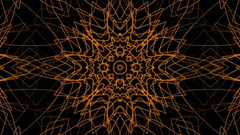 Bright Orange Symmetrical Abstract Pattern With Kaleidoscopic Design Stock Footage 301333110