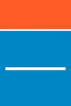 Bright orange top meets deep blue below. White line rests centered, simple .. Illustrazione stock