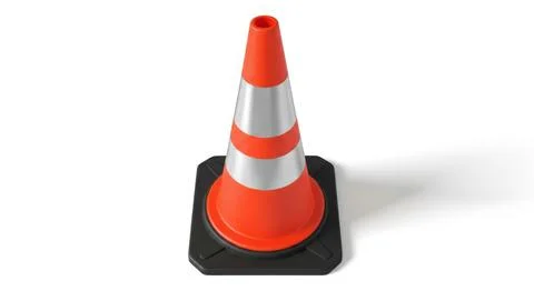 Bright orange traffic cone with reflective bands for road safety and constr.. Stock Illustration