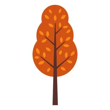 Bright Orange Tree With Leaves Standing Alone in a Simple Design Stockillustratie