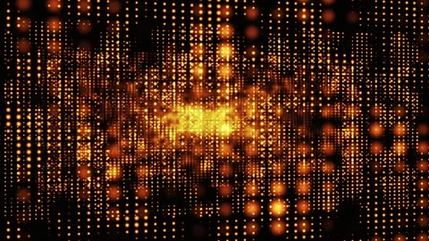 Bright orange-yellow dots and highlights that create the effect of digital rain Vídeos de archivo 310299752