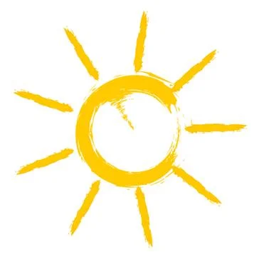 Bright orange yellow sun icon or symbol Illustrazione stock