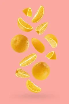 Bright oranges as flow fly or fall as art composition. Whole, half, quarter p Stock Photos