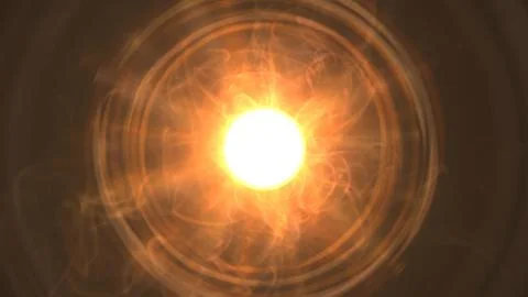 Bright orb radiates warmth through swirling golden light Stock Illustration