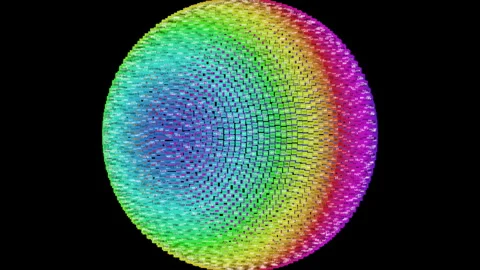 Bright Orbiting globe energy spectrum with quantum computer circuitry Stock Footage 325380617