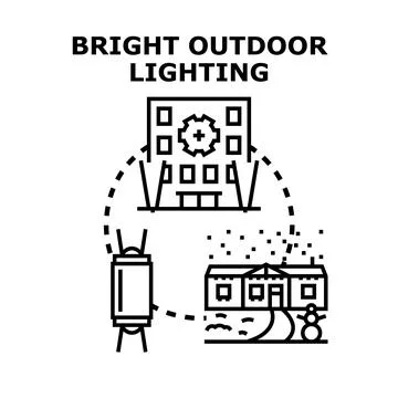 Bright outdoor lighting concept providing security and decoration Stock Illustration