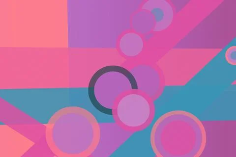 Bright overlapping circles and bold horizontal bands create a cheerful cont.. Stock Illustration