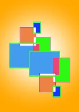 Bright Overlapping Geometric Squares on Warm Orange Gradient Stock Illustration