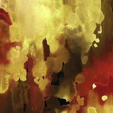 Bright painted red, orange and yellow watercolor splash isolated on black Stock Illustration