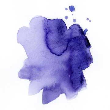 Bright painted violet and blue watercolor splash isolated on white background Stock Illustration