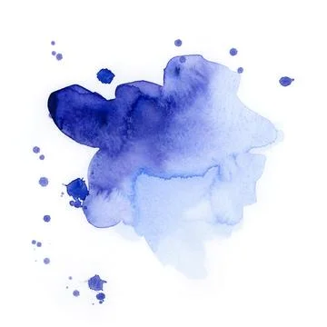 Bright painted violet and blue watercolor splash isolated on white background Stock Illustration