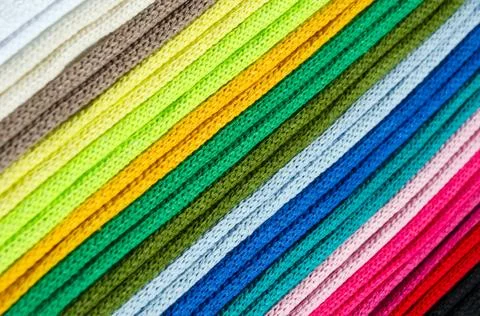 A bright palette of multi-colored, cotton threads for macrame. Foto stock