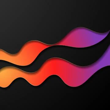 Bright paper cut background with waves layers. Stock Illustration