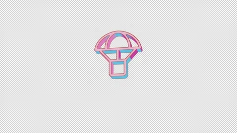Bright parachute box icon is jumping merrily. Retro style. Alpha channel black. Stock Footage 253275100
