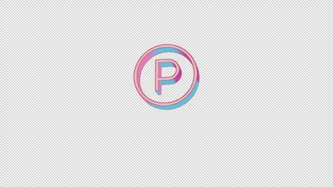 Bright parking circle icon is jumping merrily. Retro style. Alpha channel black. Video stock 253896111